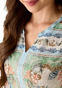 Petite Ocean Motif Burnout Knit Top