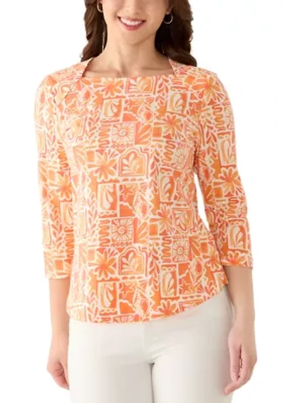 Petite Seashell Patchwork Knit Top