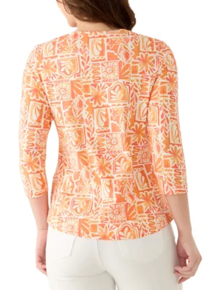 Petite Seashell Patchwork Knit Top