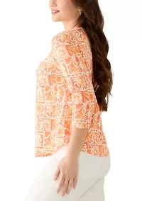 Petite Seashell Patchwork Knit Top