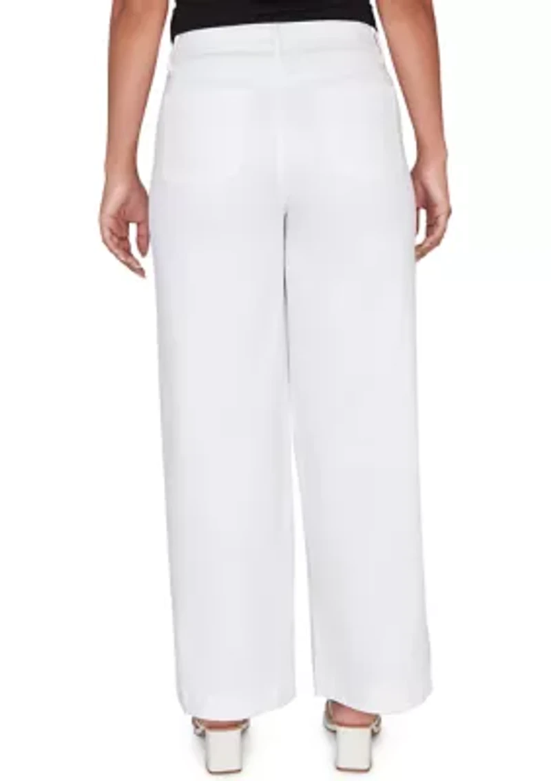 Women's Wide Leg Pull On White Sailor Jeans