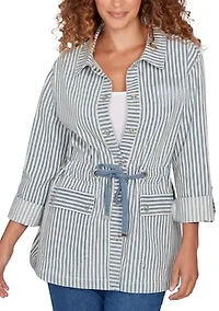 Women's Striped Anorak Snap Front Jacket
