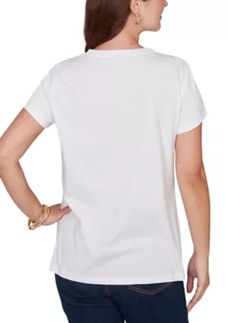 Women's Embellished Postcard Graphic T-Shirt