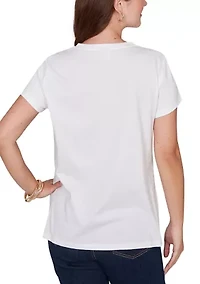 Women's Embellished Postcard Graphic T-Shirt
