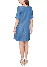 Women's Elbow Split Neck Lace Up Dress