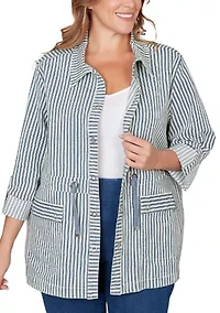 Plus Striped Anorak Snap Front Jacket