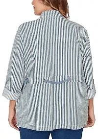 Plus Striped Anorak Snap Front Jacket