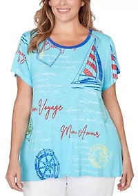 Women's Bon Voyage Trim Detail Graphic T-Shirt