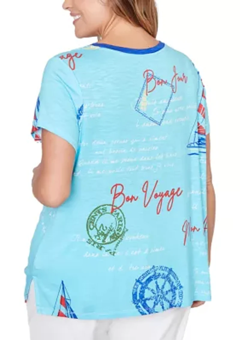 Women's Bon Voyage Trim Detail Graphic T-Shirt