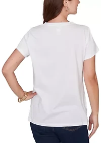 Petite Embellished Postcard Graphic T-Shirt