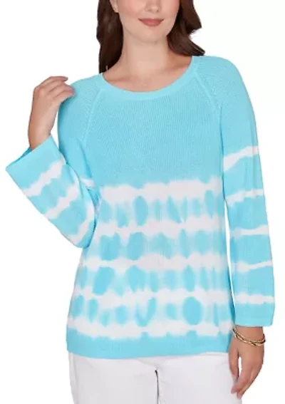 Petite Tie Dye Cotton Raglan Sweater