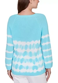 Petite Tie Dye Cotton Raglan Sweater