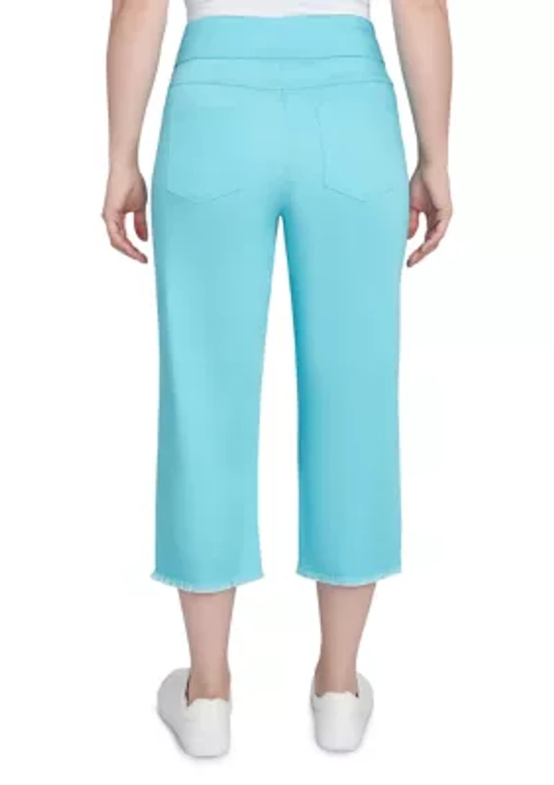 Plus Oasis Pull On Fringe Denim Capri Pants