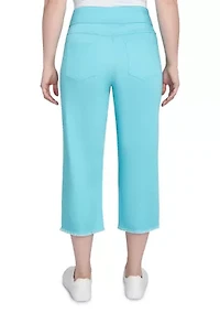Plus Oasis Pull On Fringe Denim Capri Pants
