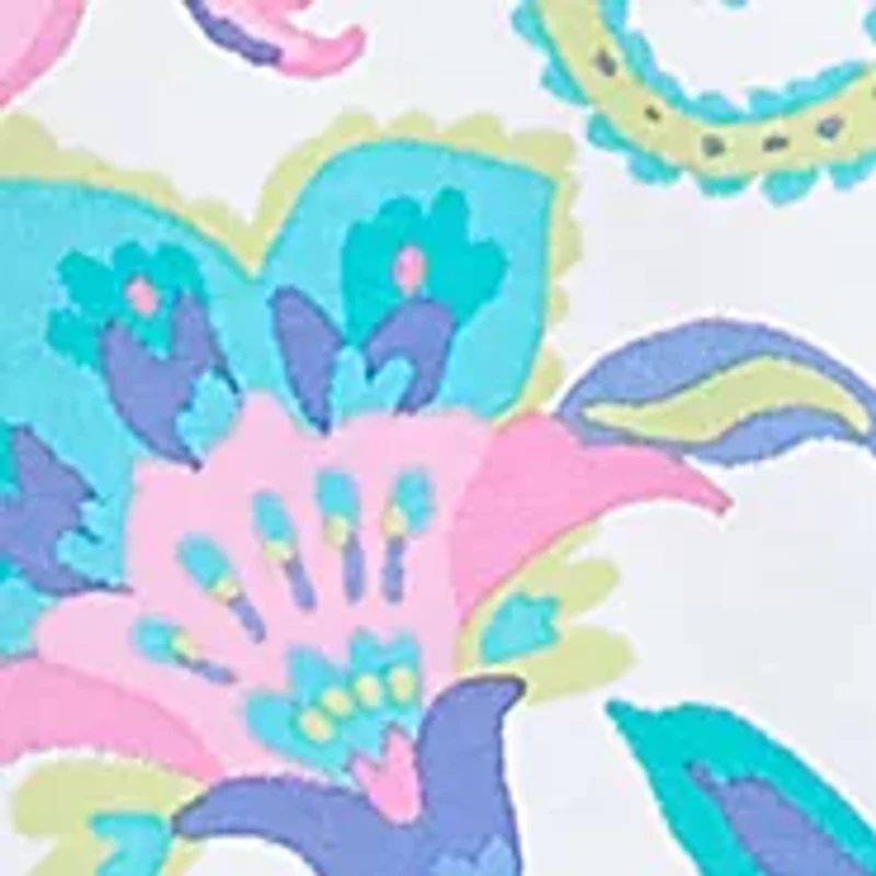 Petite Envelope Neck Multi Paisley Printed Knit Top with Ladder Detail Short Sleeves