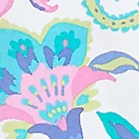 Petite Envelope Neck Multi Paisley Printed Knit Top with Ladder Detail Short Sleeves