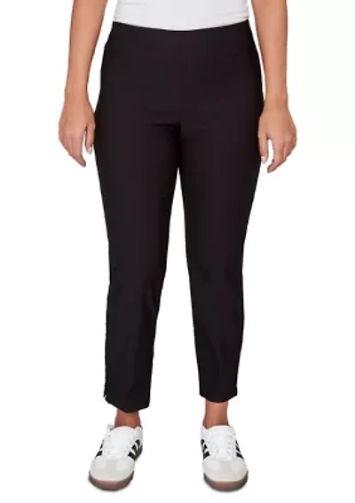 Women's Lace Trim Silky Tech Ankle Pants