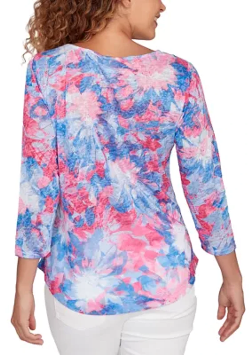 Women's Embellished Floral Sublimation Top