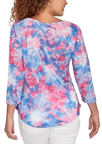 Women's Embellished Floral Sublimation Top