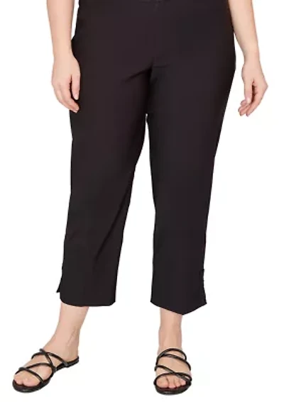 Plus Lace Trim Silky Tech Ankle Pants