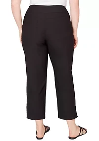 Plus Lace Trim Silky Tech Ankle Pants