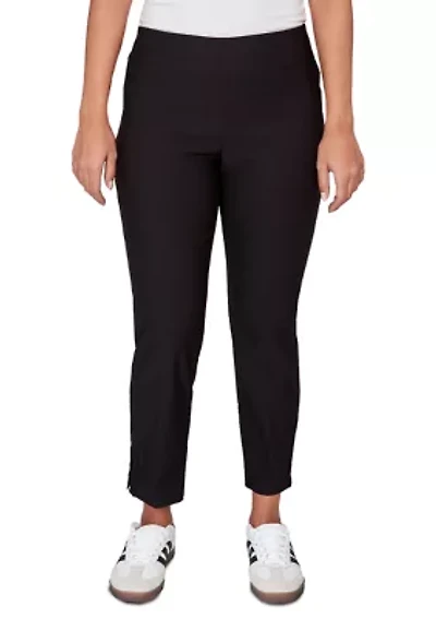 Petite Lace Trim Silky Tech Ankle Pants