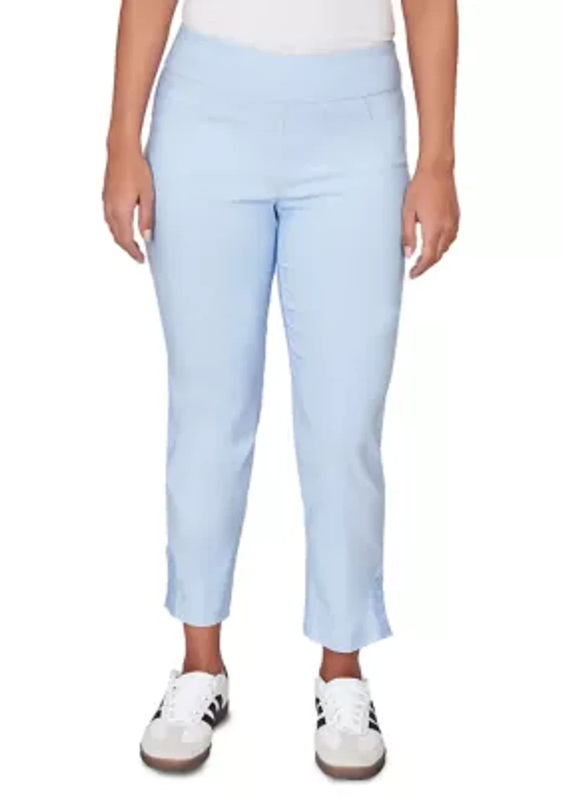 Petite Lace Trim Silky Tech Ankle Pants