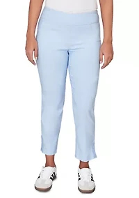 Petite Lace Trim Silky Tech Ankle Pants