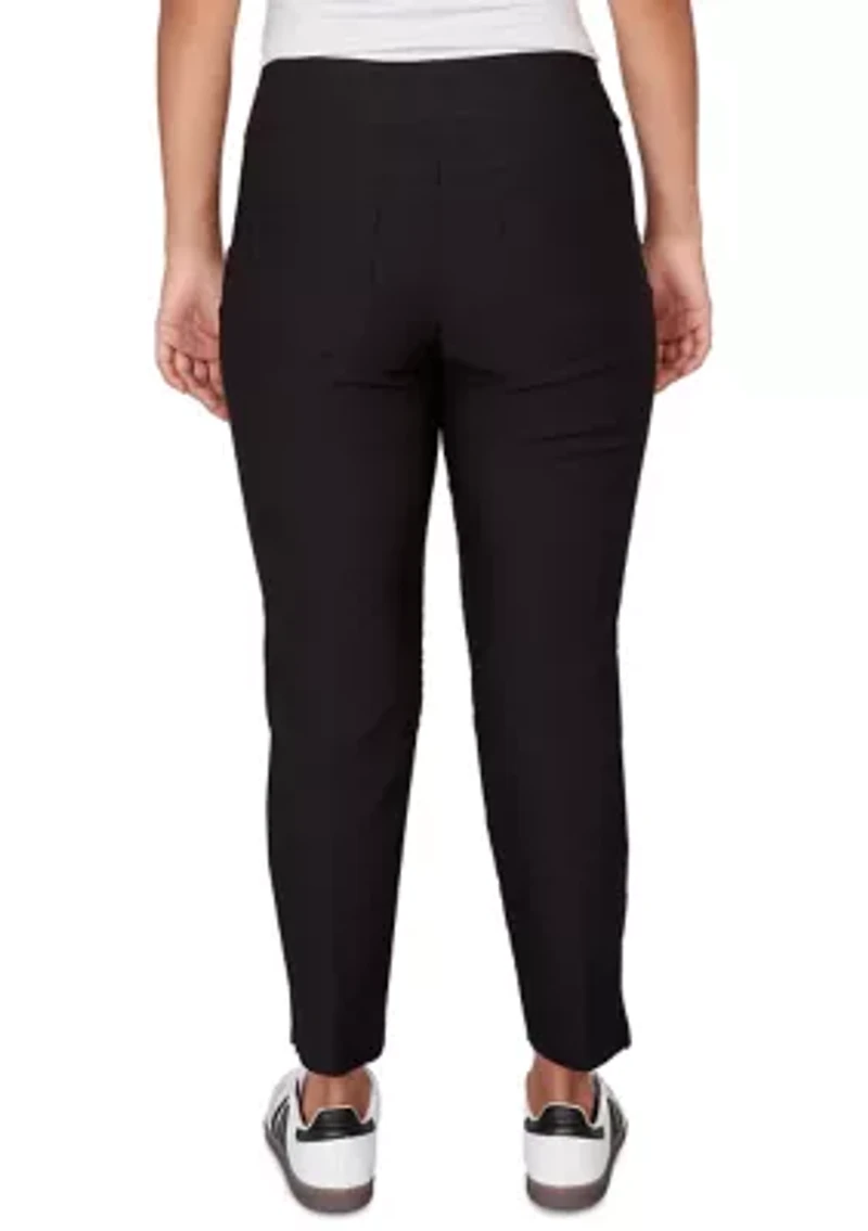 Petite Lace Trim Silky Tech Ankle Pants