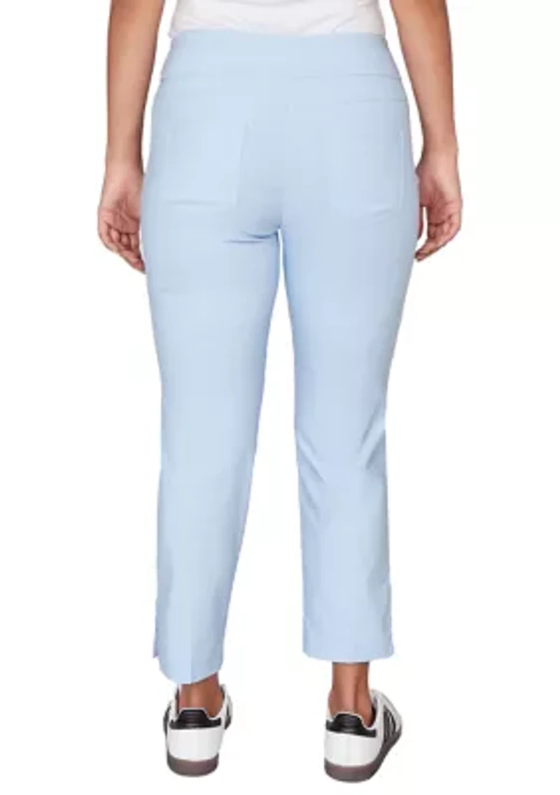 Petite Lace Trim Silky Tech Ankle Pants