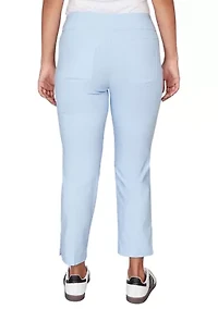 Petite Lace Trim Silky Tech Ankle Pants