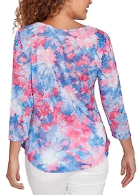 Petite Embellished Floral Sublimation Top