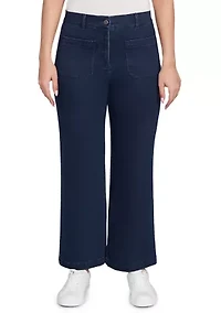 Women's Terry Denim Wide Leg Jeans