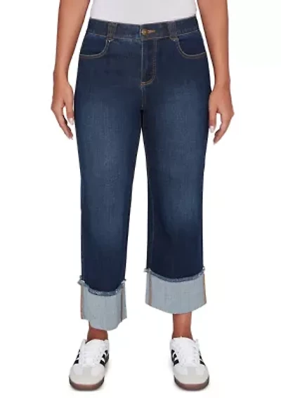 Women's Comfort Waist Wide Leg Cropped Jeans