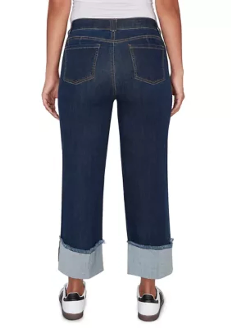 Women's Comfort Waist Wide Leg Cropped Jeans