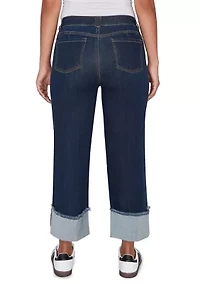 Women's Comfort Waist Wide Leg Cropped Jeans