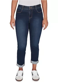 Women's Comfort Waist Stretch Denim Girlfriend Jeans