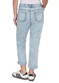 Women's Comfort Waist Stretch Denim Girlfriend Jeans