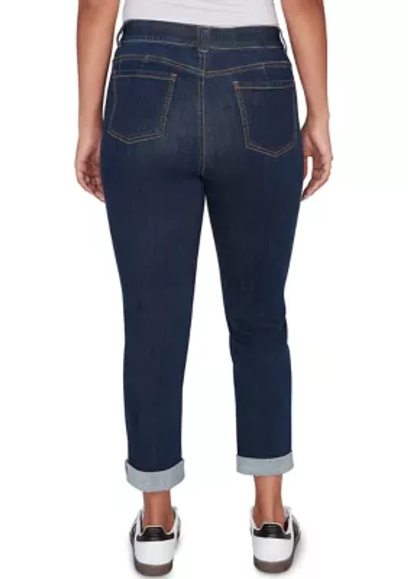 Women's Comfort Waist Stretch Denim Girlfriend Jeans