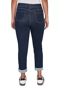 Women's Comfort Waist Stretch Denim Girlfriend Jeans