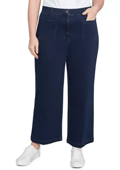 Plus Terry Denim Wide Leg Jeans