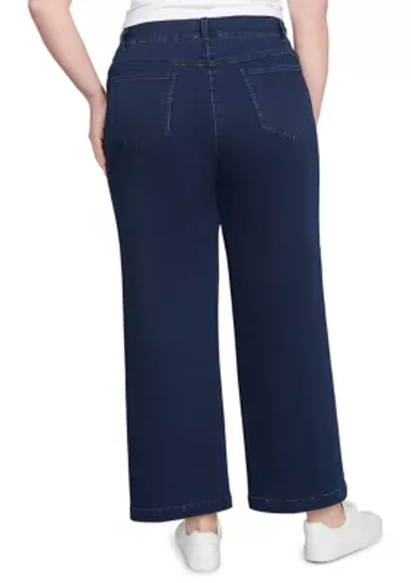 Plus Terry Denim Wide Leg Jeans