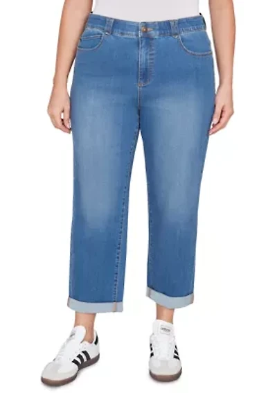 Plus Comfort Waist Stretch Denim Girlfriend Jeans
