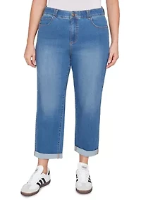 Plus Comfort Waist Stretch Denim Girlfriend Jeans
