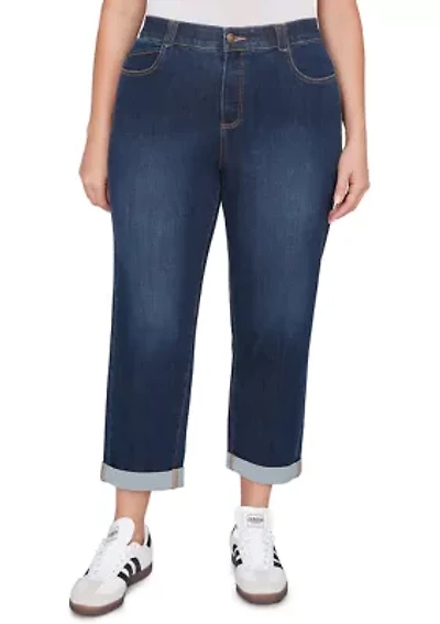 Plus Comfort Waist Stretch Denim Girlfriend Jeans