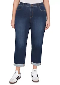 Plus Comfort Waist Stretch Denim Girlfriend Jeans