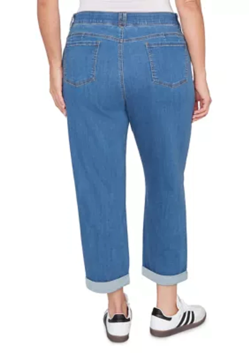 Plus Comfort Waist Stretch Denim Girlfriend Jeans