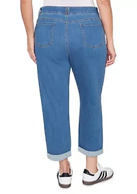 Plus Comfort Waist Stretch Denim Girlfriend Jeans