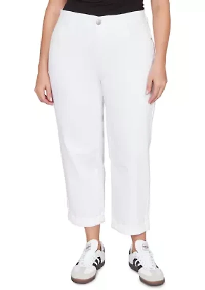 Plus Comfort Waist Stretch Denim White Girlfriend Jeans