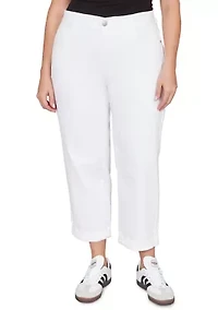 Plus Comfort Waist Stretch Denim White Girlfriend Jeans